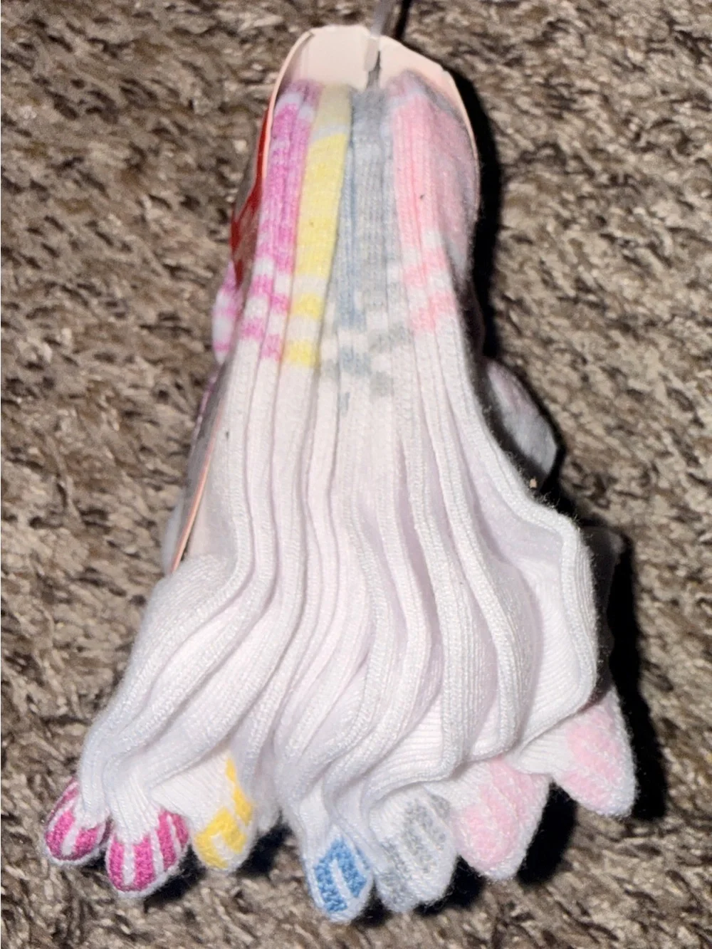 Puma White Low-Cut Socks with Pink and Yellow Accents